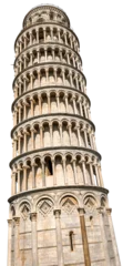 Fotobehang De scheve toren Leaning Tower of Pisa isolated on white or transparent background, Piazza dei Miracoli (Square of Miracles), UNESCO world heritage site, Tuscany, Italy, Europe. Png.