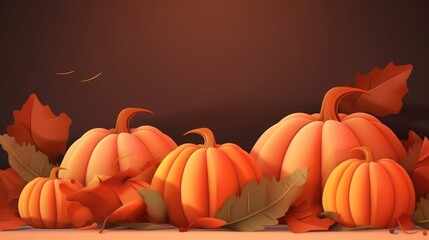 Background from pumpkins. Place for text. Autumn background for your design. AI