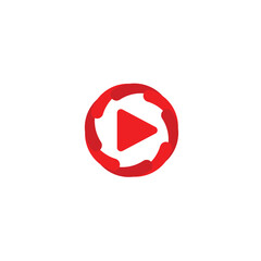 live streaming media video tv online red news play logo design symbol