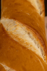 soft fresh long french bread in the kitchen