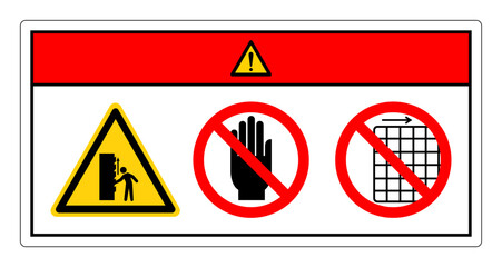 Danger Exposed Buckets And Moving Parts Can Cause Do Not Touch and Do Not Remove Guard Symbol Sign, Vector Illustration, Isolate On White Background Label .EPS10