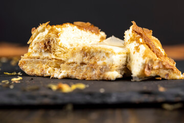 cake using sweet cream with lots of thin layers