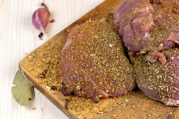 pickled meat with aromatic spices and herbs