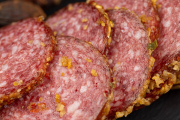 salami made of high-quality meat with spices and garlic
