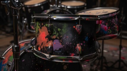 Fototapeta premium beautiful picture of drums covered in paint