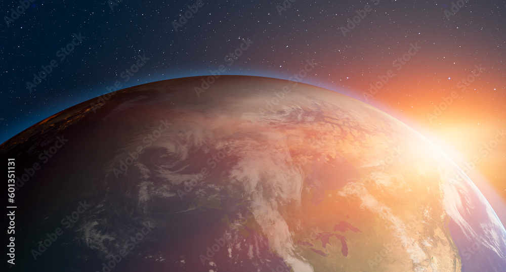 Poster planet earth with a spectacular sunset 