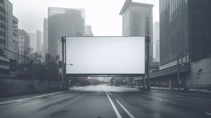 Blank empty billboard in an urban environment. Generative AI