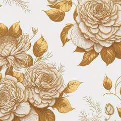 Add a Touch of Luxury with a Gradient Gold Floral Background Vector Featuring Roses and Peonies. Generative AI.