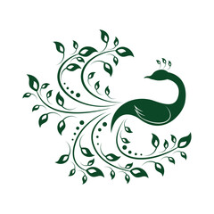 Peacock Bird Leaf Logo Vector and Icon