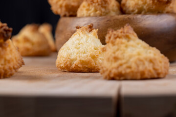 Small homemade coconut cookies made using coconut chips