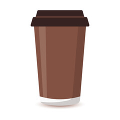 Design of a paper disposable cup for coffee, latte, cappuccino, mocha on a white background.