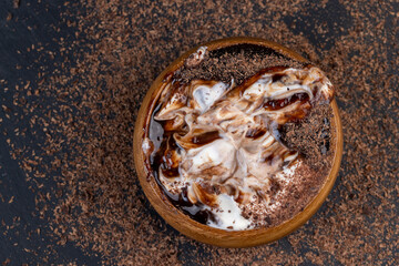 Fresh Yogurt with added chocolate for chocolate flavor