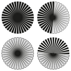 Hipster radial lines circles set. Vector illustration.