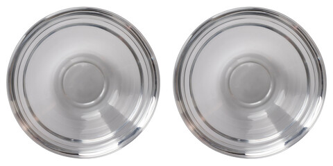 Transparent glass bowl isolated on white background