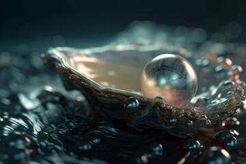 Sea pearl shell perfect. Generate Ai - obrazy, fototapety, plakaty
