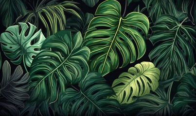 Naklejka na ściany i meble jungle leaves wallpaper background