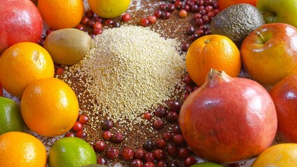 Nourishing Fusion: Closeup of Superfood Harmony - Fruit and Quinoa
