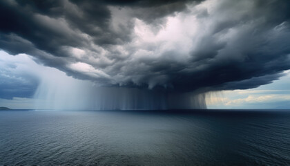 stormy clouds and rain with dramatic sky. generative ai