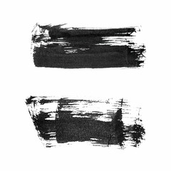 Abstract vector paint smears set. Hand drawn design element. Black ink marks on white background. Grunge texture.