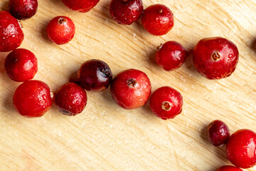 fresh ripe cranberries with drops of pure water