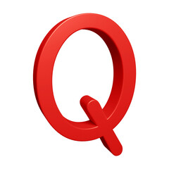 Red alphabet letter q in 3d rendering for education concept