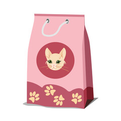 Dry cat food in a package.Vector illustration of food for your pet.