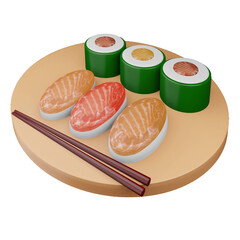 sushi illustration design in 3d style