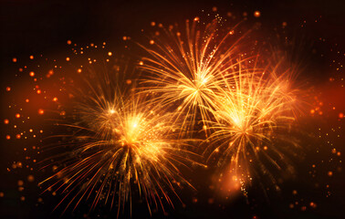 Fototapeta na wymiar new year fireworks over glow background