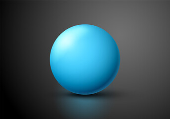 Blue ball. Sphere on a dark background. Vector for your graphic design.