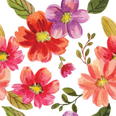 watercolor flower pattern fabric template