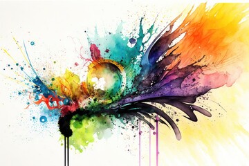 Colorful abstract background with watercolor splashes and blots