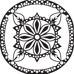 Flower clipart vector design black and white