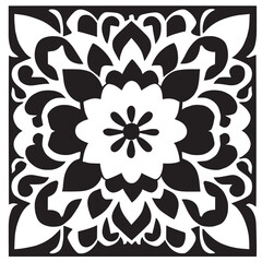 Flower clipart vector design black and white