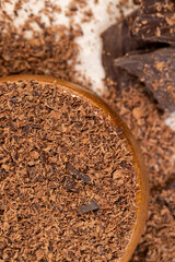 Creamy yogurt with chocolate close up