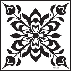 Flower clipart vector design black and white