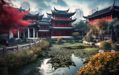 Obraz premium view of chinese traditional garden, shanghai