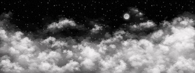 月 夜空 星空 黒 モノクローム