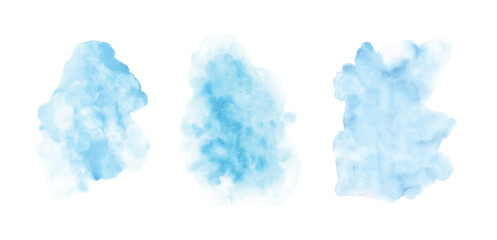 Set of blue watercolor texture hand-painted