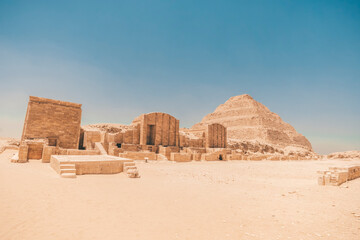 step pyramid at Saqqara is the oldest surviving large stone building in the world. Built by the...