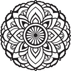 Flower clipart vector design black and white