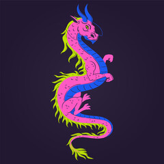 Cartoon dragon. Chinese zodiac sign, mythological asian creature. Magic fantasy reptile flat vector illustration