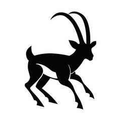 Fototapeta na wymiar Gazelle. Antelope. Silhouette of an animal's head. Linear art. black, linear, vector art. icon. Closeup. Used for prints, stickers, web design. 