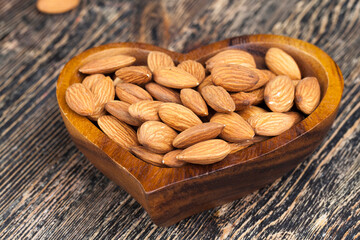 peeled almonds nuts close-up on the table