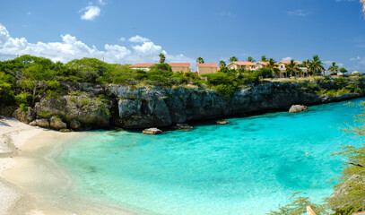 Obraz premium Playa Lagun Beach Curacao, Lagun Beach Curacao a small island in the Caribbean. white tropical beach on the Caribbean island of Curacao 