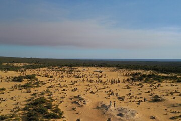 An aerial view of strange rocks