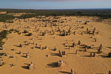 An aerial view of strange rocks