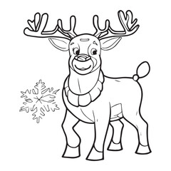 Cute Deer for coloring book or coloring page for kids vector clipart