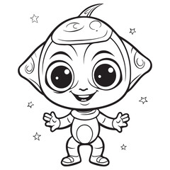 Cute Baby Alien for coloring book or coloring page for kids vector clipart