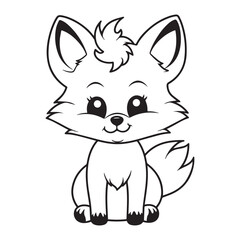 Cut Fox for coloring book or coloring page for kids vector clipart