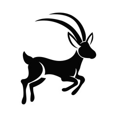 Gazelle. Antelope. Silhouette of an animal's head. Linear art. black, linear, vector art. icon. Closeup. Used for prints, stickers, web design. 